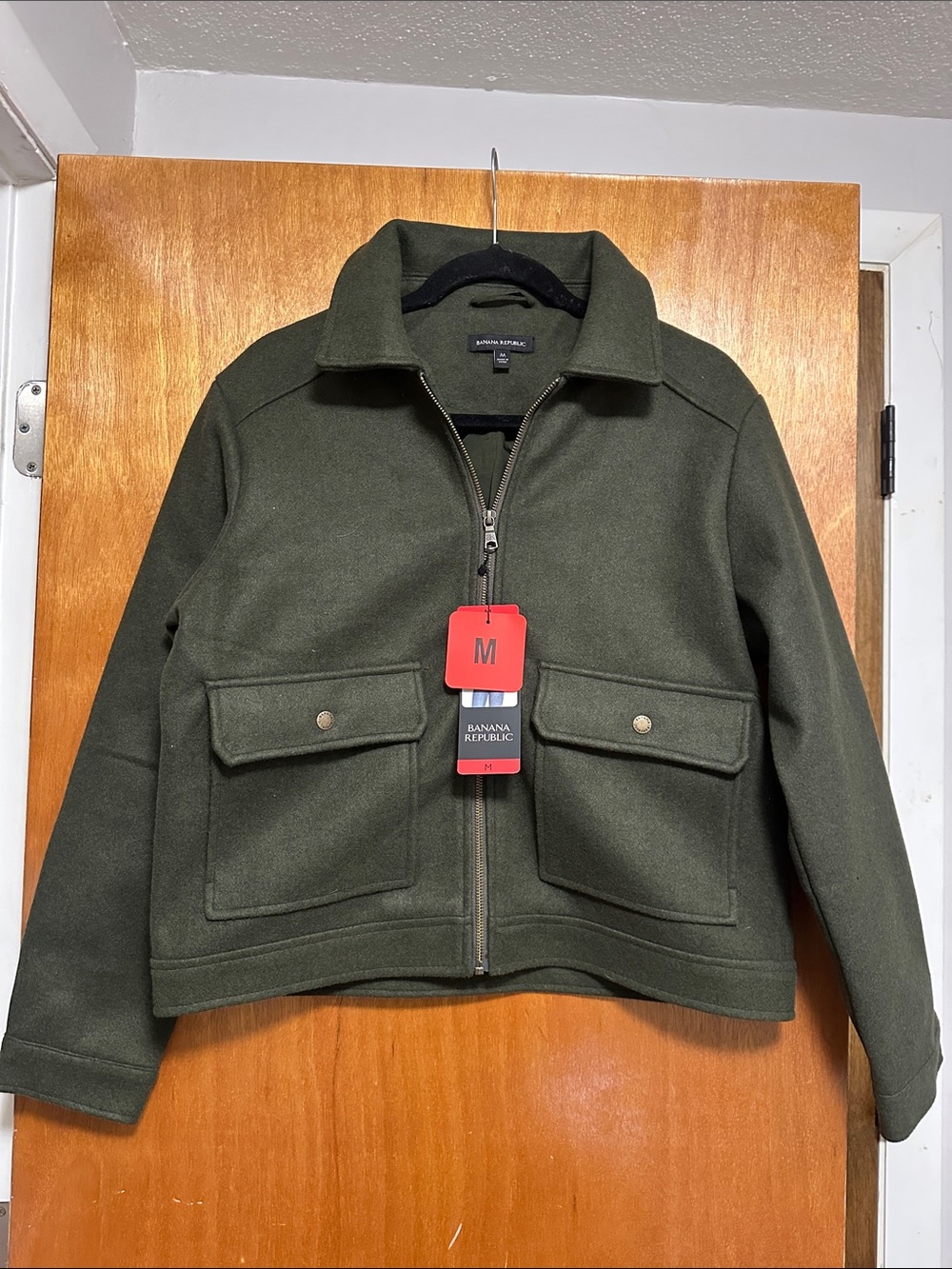 Banana Republic Dark Olive Green Cropped Zip Jacket